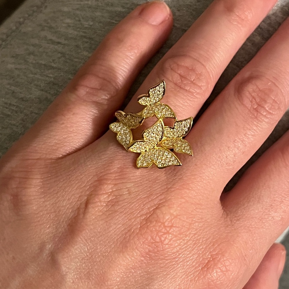 Sterling Silver Gold Butterflies 🦋 Design 💍 Ring